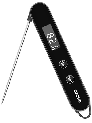 Meat Thermometer Digital for Cooking and Grilling,Instant Read Food Thermometer with Battery,Folding Accurate Probe Kitchen Thermometer for BBQ,Backlit LCD,Store by Magnet and Hook (Black)