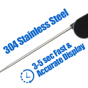 Meat Thermometer Digital for Cooking and Grilling,Instant Read Food Thermometer with Battery,Folding Accurate Probe Kitchen Thermometer for BBQ,Backlit LCD,Store by Magnet and Hook (Black)