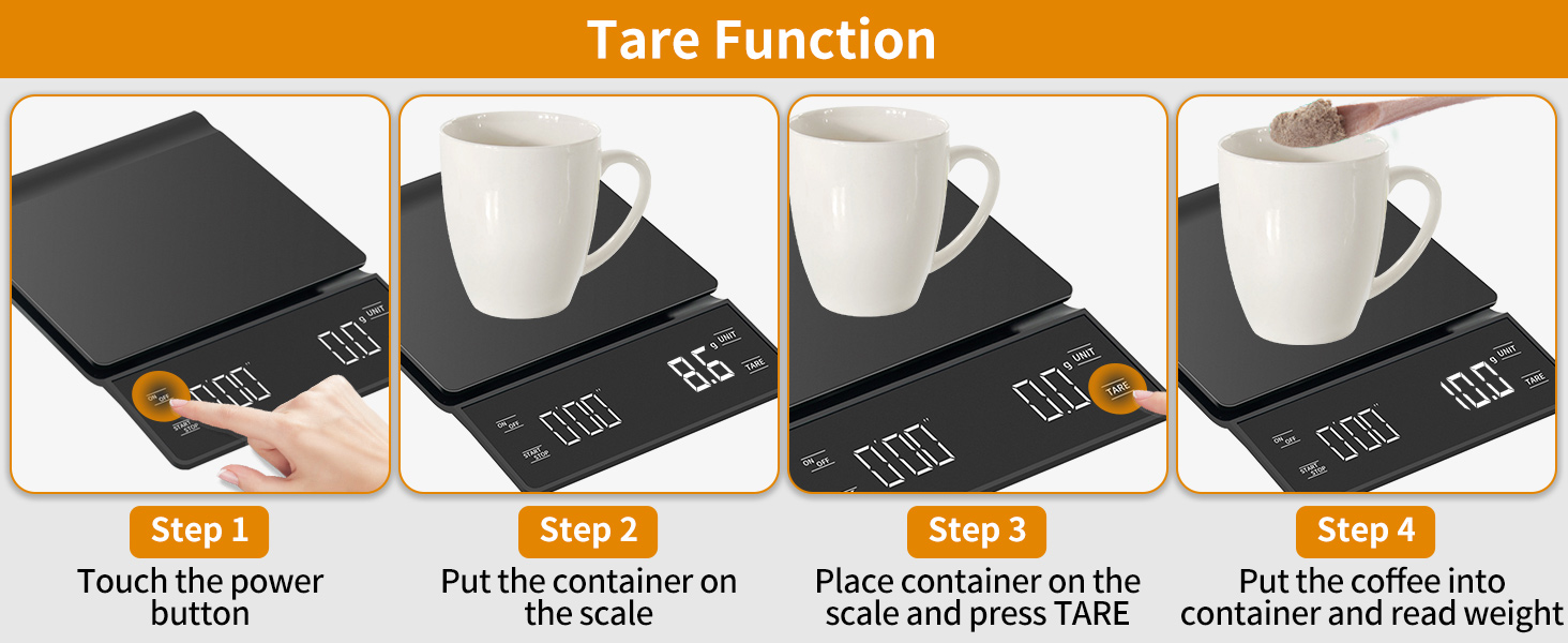 Digital Coffee Scale with Timer 3kg/0.1g High Precision Espresso Scale Tare Function for Pour Over Maker Brew
