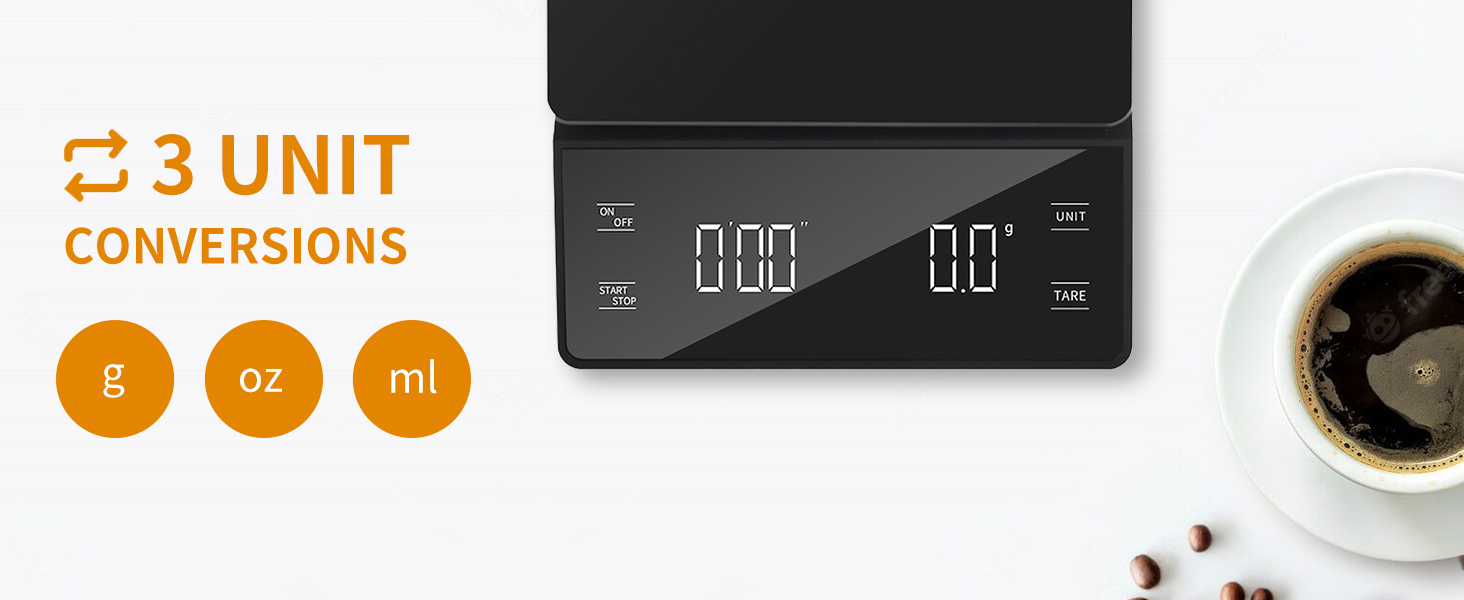 Digital Coffee Scale with Timer 3kg/0.1g High Precision Espresso Scale Tare Function for Pour Over Maker Brew