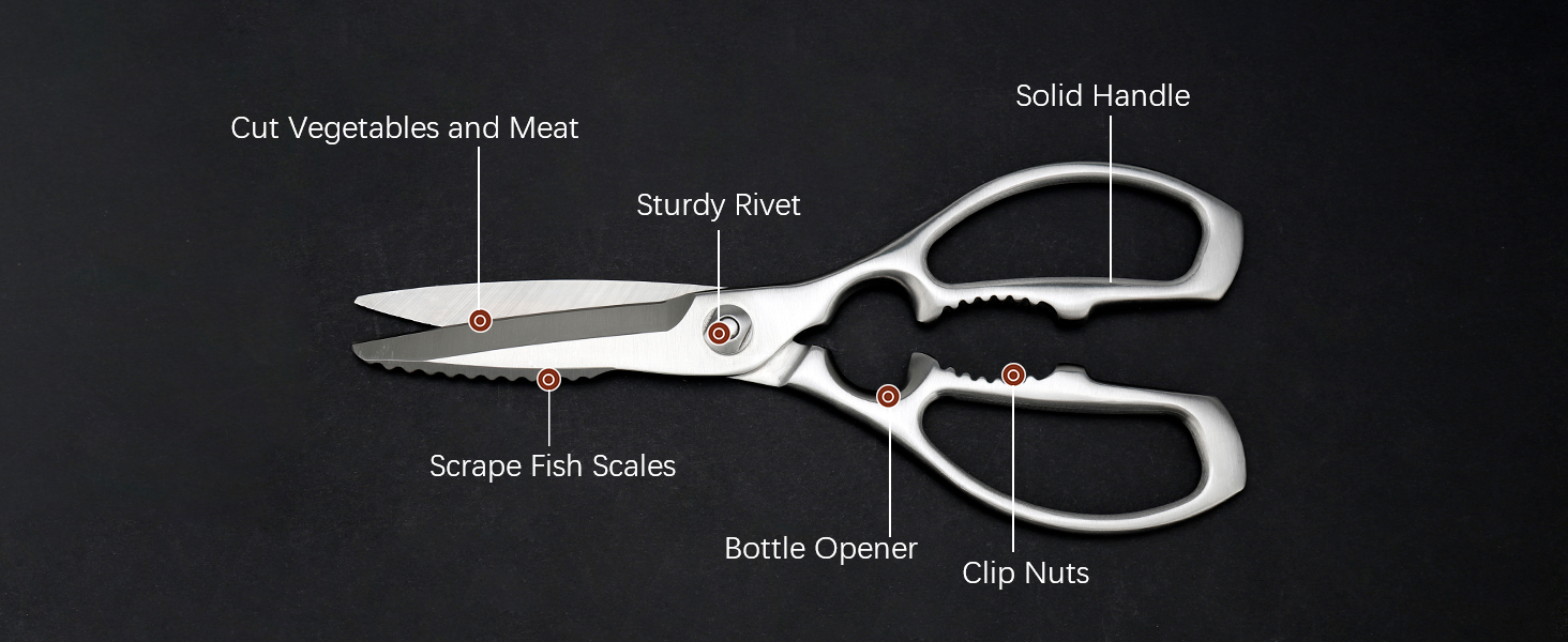 Kitchen Scissors, Forged Stainless Steel Heavy Duty Kitchen Shears, Dishwasher Safe Cooking Scissors for Meat, Poultry & Vegetables