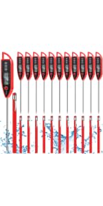 6 Pcs Meat Thermometer Food Thermometer with Probe Water Liquid Instant Read Digital Thermometer Cooking Thermometer Supplies BBQ Kitchen Thermometer for Cooking Milk Yogurt (Red)