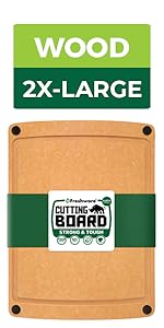 Freshware Wood Cutting Boards for Kitchen, Dishwasher Safe, Medium 12" x 9" and Large, 15" x 11.25", Set of 2, Natural