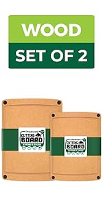 Freshware Wood Cutting Boards for Kitchen, Dishwasher Safe, Medium 12" x 9" and Large, 15" x 11.25", Set of 2, Natural