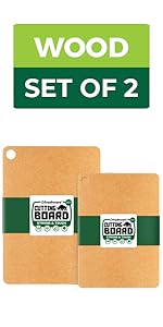 Freshware Wood Cutting Boards for Kitchen, Dishwasher Safe, Medium 12" x 9" and Large, 15" x 11.25", Set of 2, Natural
