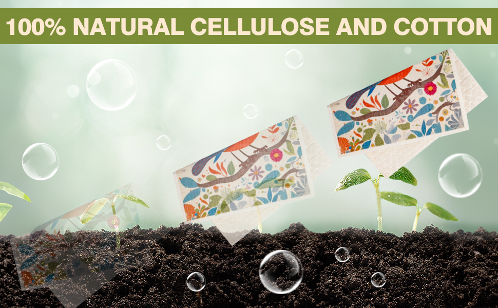 Swedish Dishcloths for Kitchen Reusable 6 Pack Kitchen Towels No Odor Quick-Drying Reusable Paper Towels Reusable Paper Towels Washable for Countertop Sink Kitchen Flower Bird