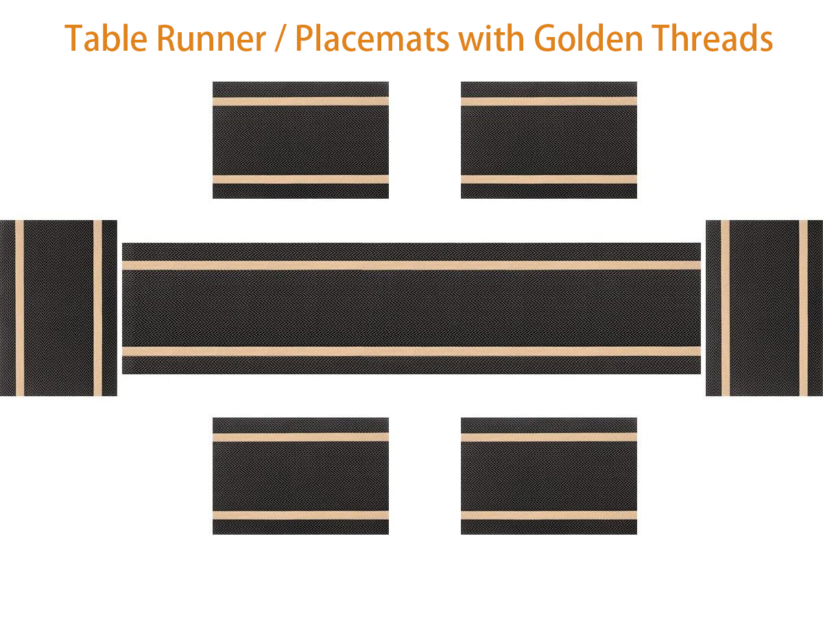 FAVE Placemats Set of 6 Indigo Blue Woven with Gray Placemats Durable and Wipeable Vinyl Placemat Set of 6 for Wedding, Banquet, Birthday, Party, Restaurant Decorations（Indigo Blue）