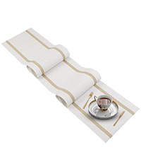 FAVE Placemats Set of 6 Indigo Blue Woven with Gray Placemats Durable and Wipeable Vinyl Placemat Set of 6 for Wedding, Banquet, Birthday, Party, Restaurant Decorations（Indigo Blue）