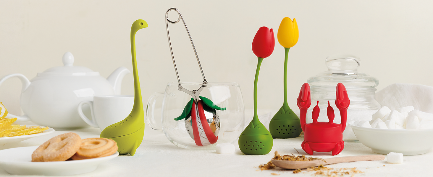 NEW Crabby Clip-On Strainer by OTOTO - Silicone and Stainless Steel Pasta Strainer, Funny Gifts, Cute Kitchen Accessories, Red Crab, Cool Kitchen Gadgets