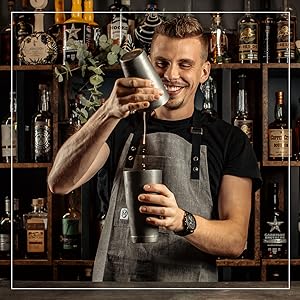 Barfly 3-Piece Diamond Lattice Etch Japanese Cocktail Shaker Set (24 Oz/700ml), Antique Copper