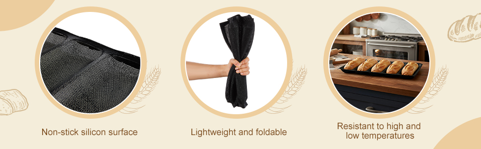 Maxcheck 2 Pcs Silicone Perforated Baking Forms Sandwich Mold French Baguette Bread Pan Mat 5 Loaf Non Stick Baking Liners for Home Kitchen