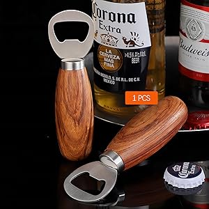 GREATLINK Personalized Beer Bottle Opener with Wood Handle, Cute Opener Wooden Handheld for Pop Can Soda Can Bottle Openers Cider Bottle Opener Gift for Kitchen Party Home Restaurant