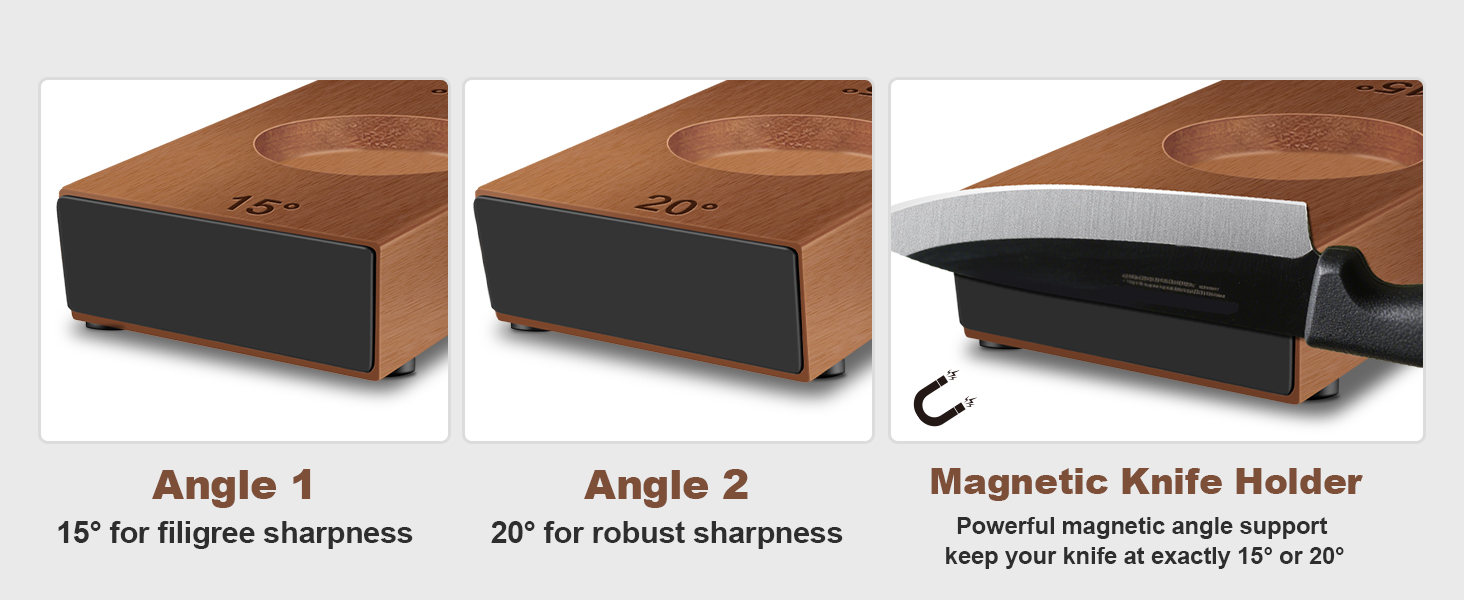 Abardi Rolling Knife Sharpener, Knife Sharpening with Diamonds Made Easy, Knife Sharpeners Kit with 15 & 20 Degree Magnetic Angle, Kitchen Gadgets Birthday Gifts for Men Dad Husband Fathers (Walnut)