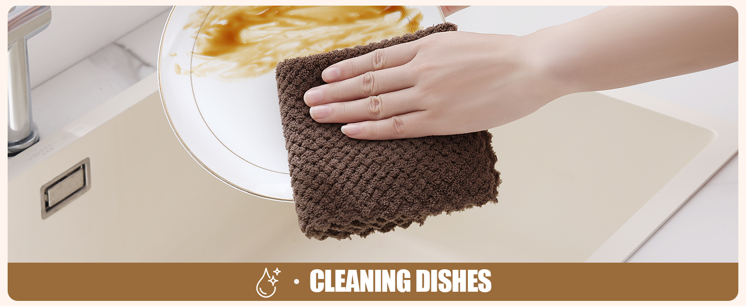 Homaxy 12 Pack Kitchen Dish Cloths, Ultra Soft and Absorbent Dish Towels, Reusable Fast Drying Microfiber Cleaning Cloth, Coral Velvet Wave Design No-lint, 10 x 10 inches, Dark Grey