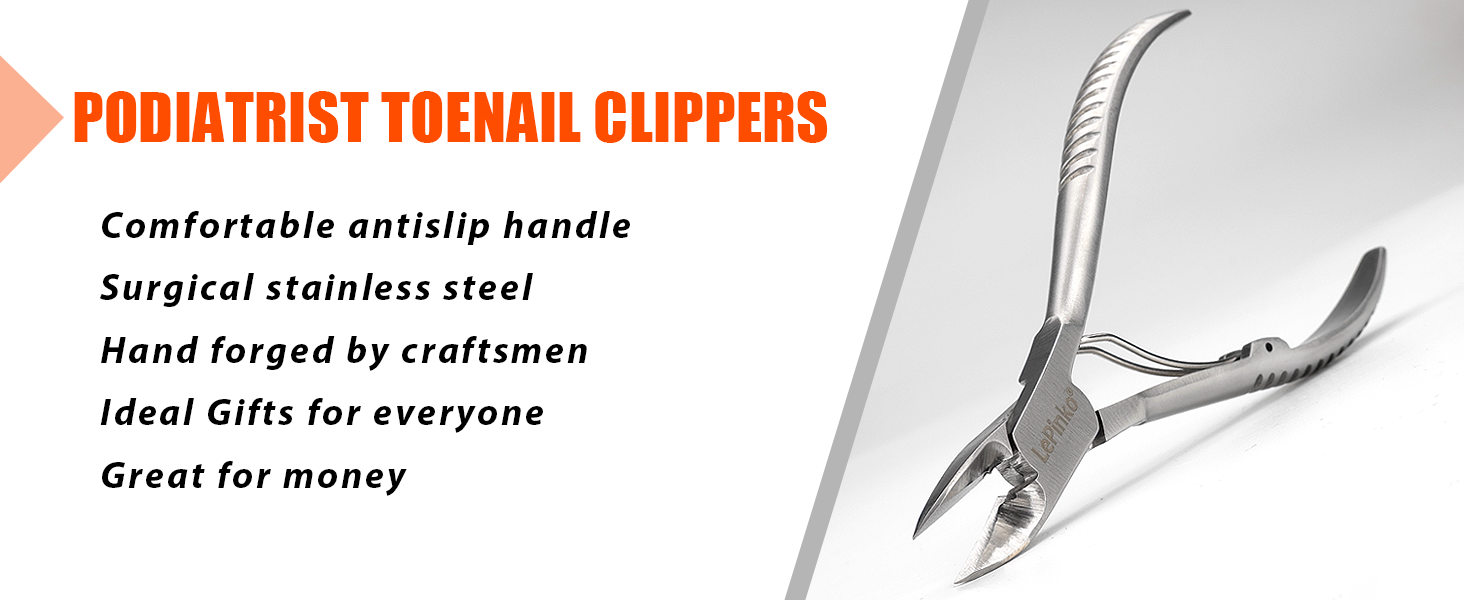 Heavy Duty Podiatrist Toenail Clippers for Thick and Ingrown Nails, Hand Forged Stainless Steel Toe Nail Clippers for Men Women Seniors