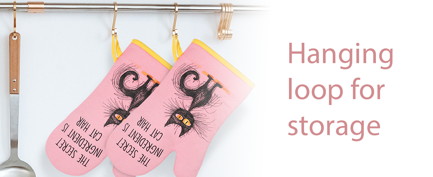 Miracu Funny Oven Mitts, Black Cats Gifts for Cat Lovers, Cute Kitten Kitchen Accessories, Fun Birthday, Mothers Day, Housewarming Baking Cooking Themed Gifts for Women Lady Mom Wife Girlfriend Owner