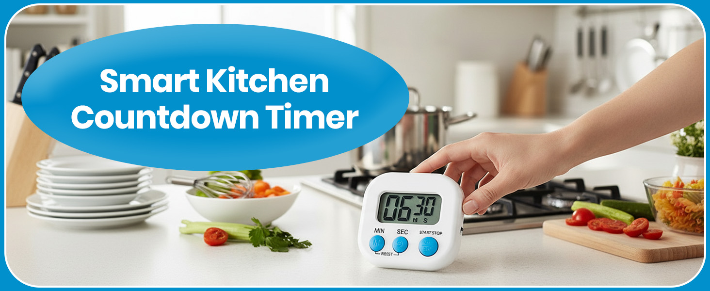 Kitchen Timers for Cooking and Baking with Big Digital Numbers and Loud Alarm Used in Cooking, Classroom, and Office.