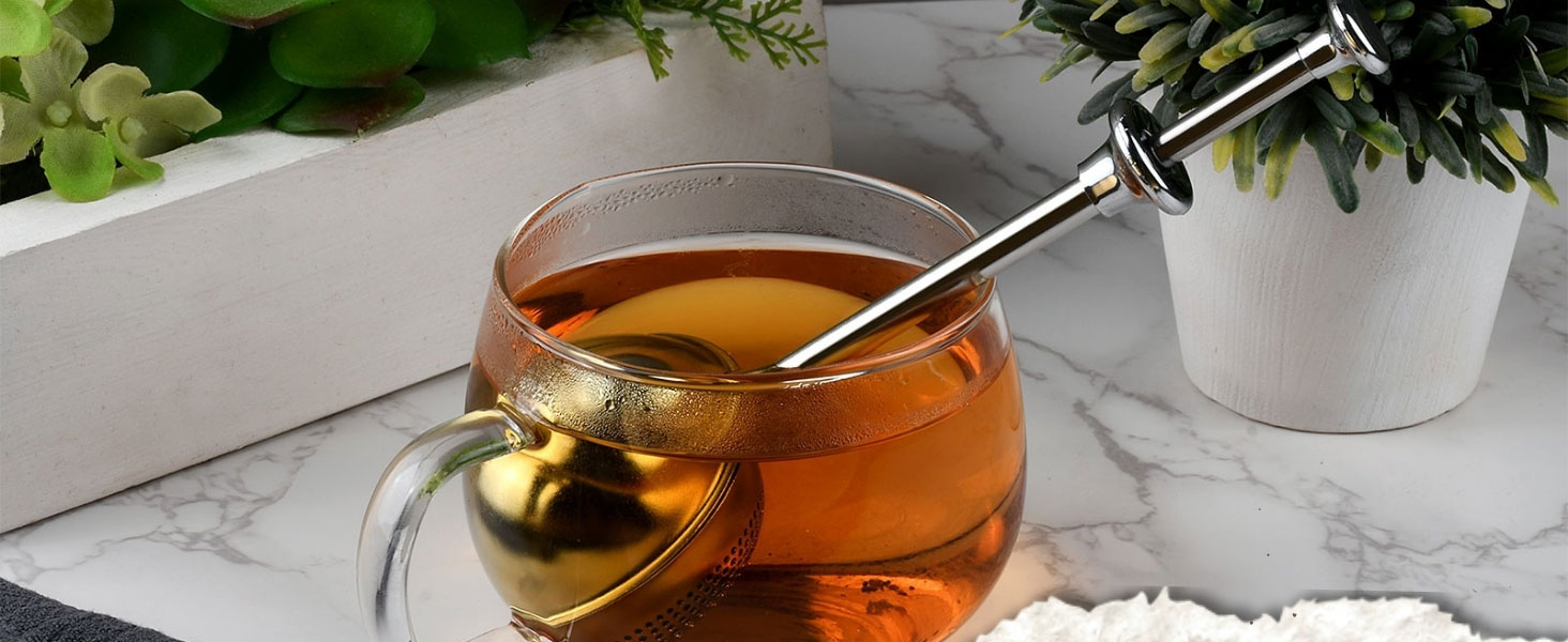 Flour Sifter 304 Stainless Steel Flour Duster Tea Strainer set of 2 Spring-operated Handle Strainer for Baking, Sifting Sugar, Flour, Spices, and Herbs