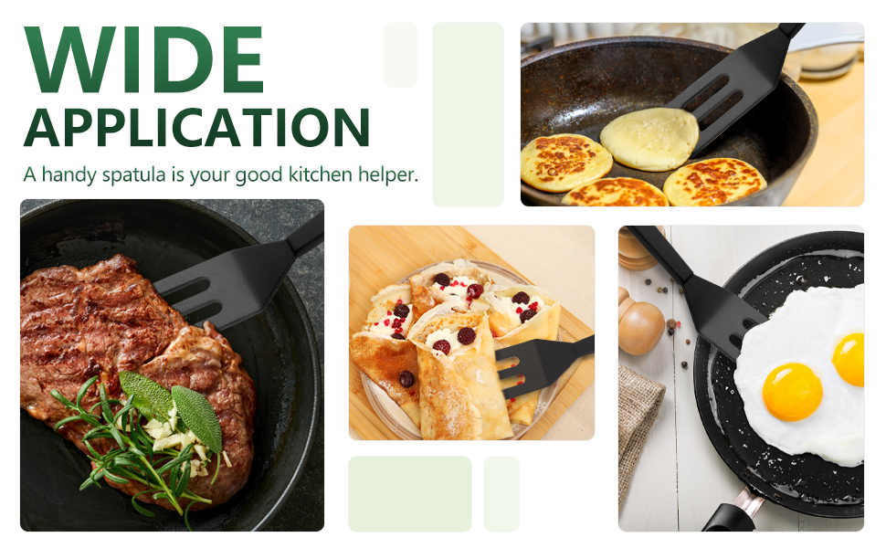 【2 Pack】Kunovo Small Spatula for Nonstick Cookware Mini Spatulas for kitchen Use,Heat-Resistant Silicone Thin Spatula Cooking Baking (Black-2)