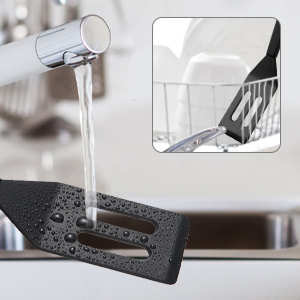 【2 Pack】Kunovo Small Spatula for Nonstick Cookware Mini Spatulas for kitchen Use,Heat-Resistant Silicone Thin Spatula Cooking Baking (Black-2)