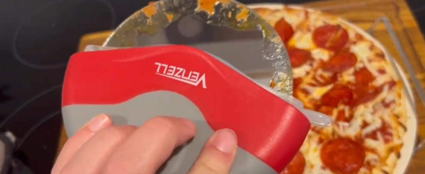 Pizza Slicer, VENZELL Pizza Cutter Wheel with Protective Blade Cover, Super Sharp Pizza Slicer Cutter, Easy to Clean Detachable Slicer, Ergonomic Grip Food Chopper, Pizza Knife Kitchen Tools, Orange