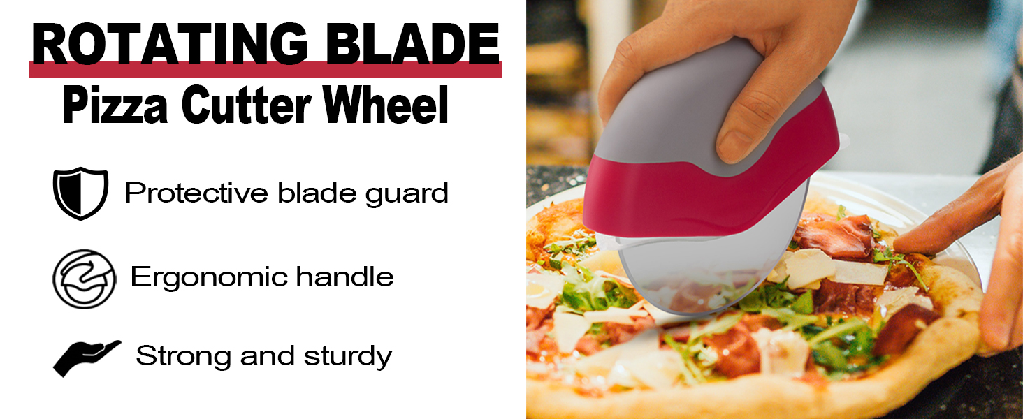 Pizza Slicer, VENZELL Pizza Cutter Wheel with Protective Blade Cover, Super Sharp Pizza Slicer Cutter, Easy to Clean Detachable Slicer, Ergonomic Grip Food Chopper, Pizza Knife Kitchen Tools, Orange