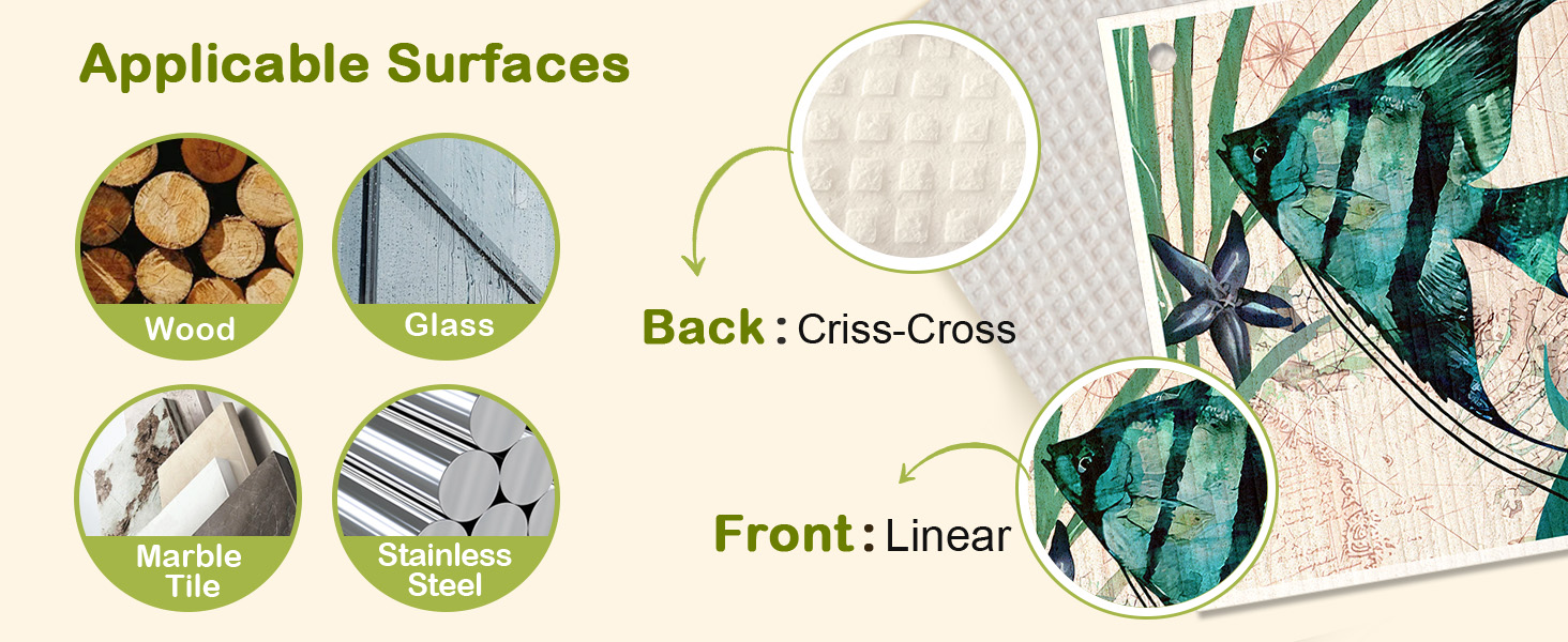 8 Pack Reusable Kitchen Swedish Dishcloths for Washing Dishes Absorbent Fast Drying Cleaning Sponge Cloths Cute Design Decorate Washable Swedish Towels, Blue Sea