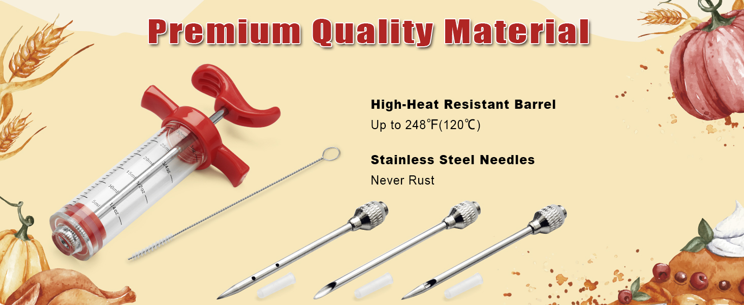Professional Turkey Baster Meat Injector Syringe Kit, Baster for Cooking Thanksgiving & Christmas Turkey, Injector Marinades for Meats, Full Set with Basting Brush, Meat Shredder Claws, Large Capacity
