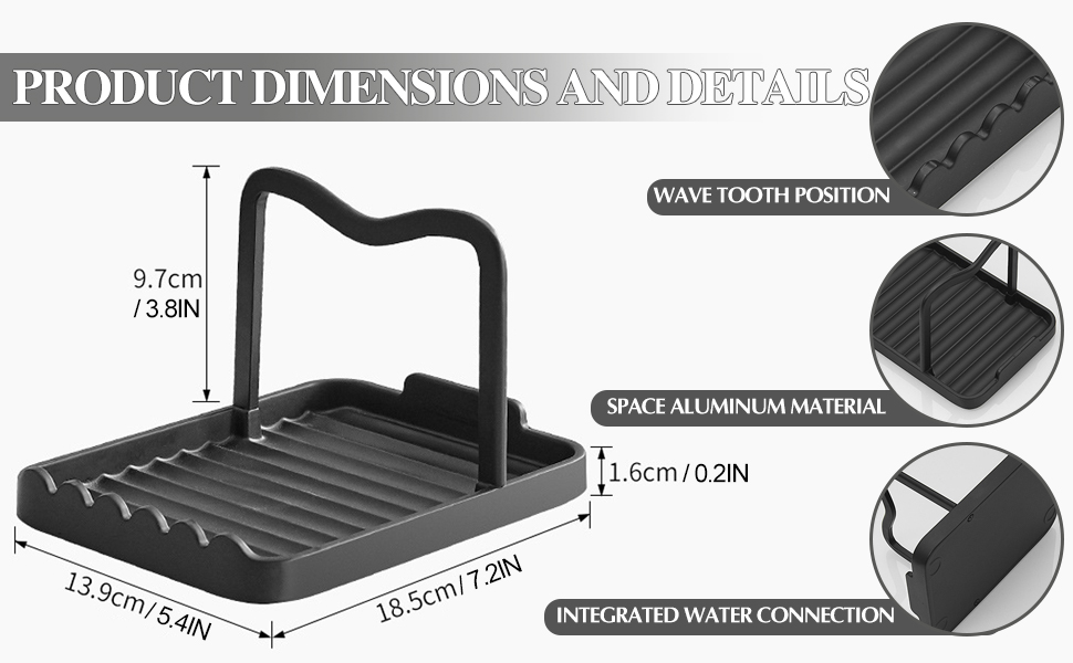 Ysks'hf spoon holder and pot lid holder，stainless steel，Kitchen Utensil Rest, scraper holder & pot holder，Spoon Holder for Stove Top - Kitchen Utensil Holder for Ladles & Tongs（Black)