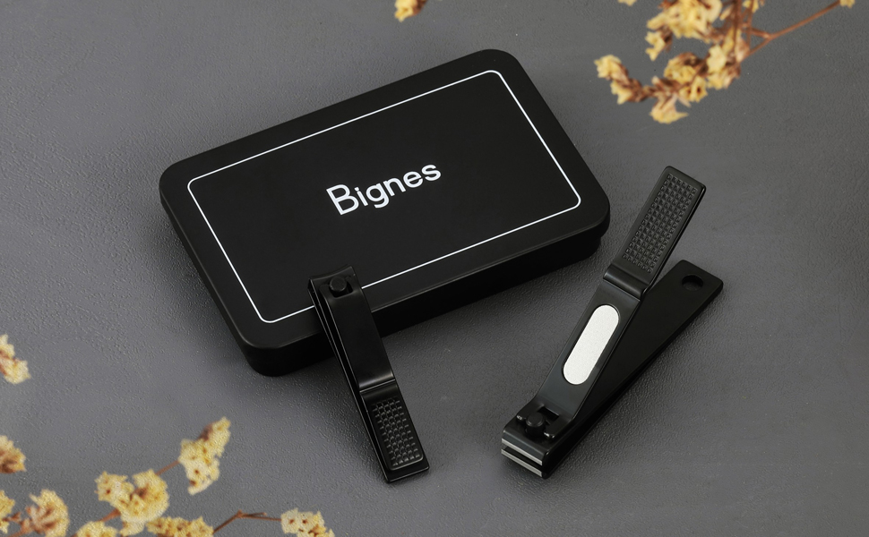 Bignes Nail & Toenail Clipper Set, Nail Clippers for Thick Ingrown Nails, Ultra Sharp Fingernail & Toenail Cutters for Men Women (Black)