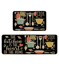 Artoid Mode Black Mushrooms Butterfly Spring Kitchen Mats Set of 2, Home Decor Low-Profile Kitchen Rugs for Floor - 17x29 and 17x47 Inch