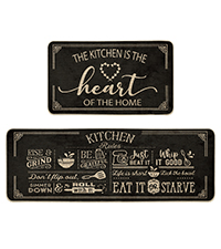 Artoid Mode Black Mushrooms Butterfly Spring Kitchen Mats Set of 2, Home Decor Low-Profile Kitchen Rugs for Floor - 17x29 and 17x47 Inch