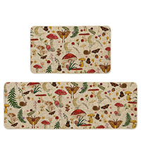 Artoid Mode Black Mushrooms Butterfly Spring Kitchen Mats Set of 2, Home Decor Low-Profile Kitchen Rugs for Floor - 17x29 and 17x47 Inch