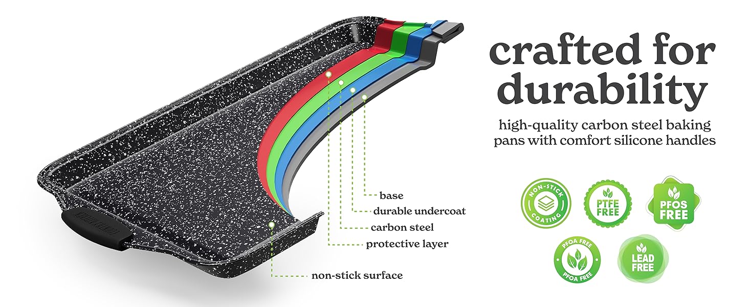 Country Kitchen Nonstick Stackable Bakeware Set - Durable, Easy Release Baking Set, Black, 10 Pcs