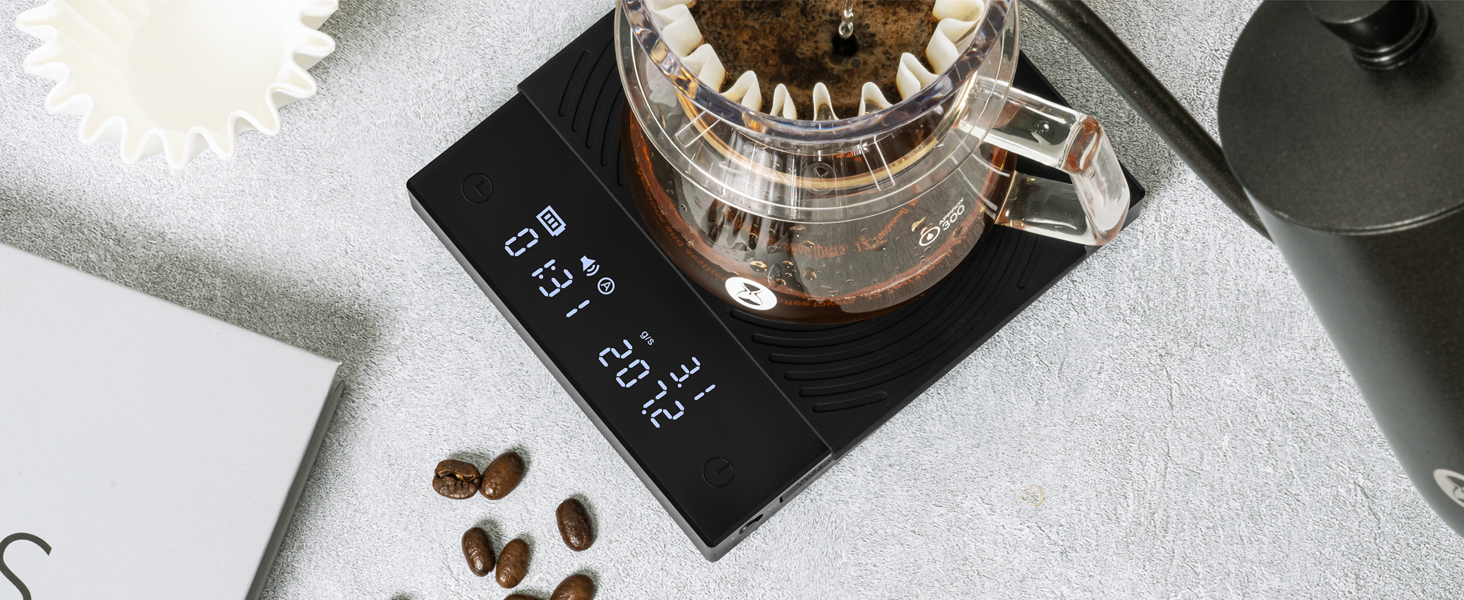 TIMEMORE Black Mirror Basic 2 Coffee Scale with Timer, 2kg/0.1g High Precision Kitchen Scale, Espresso Scale with Flow Rate Function, Digital Coffee Scale for Pour Over Drip Coffee with Silicone Cover