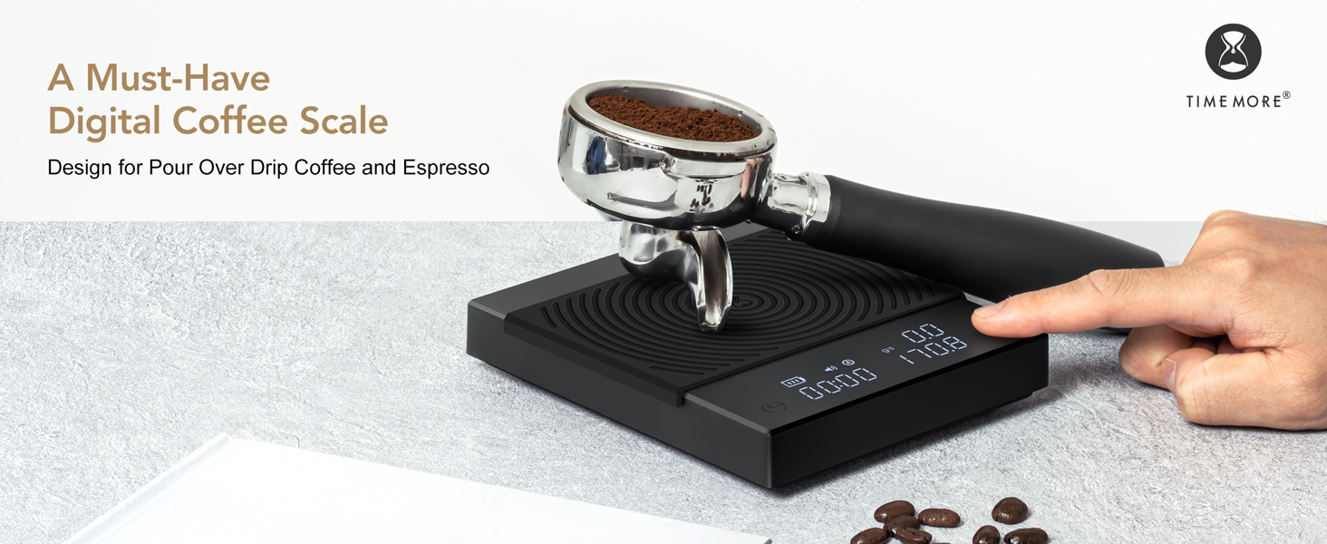 TIMEMORE Black Mirror Basic 2 Coffee Scale with Timer, 2kg/0.1g High Precision Kitchen Scale, Espresso Scale with Flow Rate Function, Digital Coffee Scale for Pour Over Drip Coffee with Silicone Cover