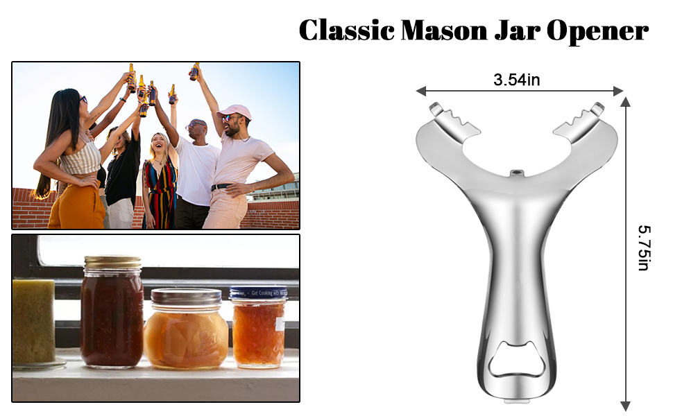 Mason Jar Opener No Lid Dents or Damage Multifunctional Jar Opener Easy Twist Manual Handheld Top Remover Bottle Opener Made For Lifetime