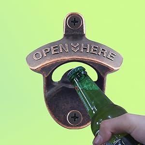 Vintage Copper Bottle Cap Opener Wall Mount, Retro Beer Bottle Opener with Screws for Homes Kitchen (Pack of 2)