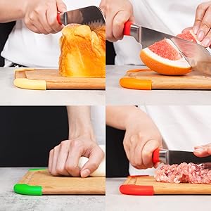 Elihome Premium Series Color Code Wood Fiber Dishwasher Safe Cutting board for Kitchen, Food Icon, Juice Grooves, Non-Porous, Non-slip Feet,Made in USA, X-Large 19 x 14 x 1/4