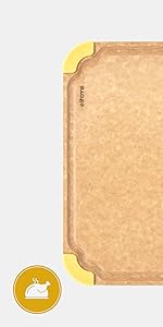 Elihome Premium Series Color Code Wood Fiber Dishwasher Safe Cutting board for Kitchen, Food Icon, Juice Grooves, Non-Porous, Non-slip Feet,Made in USA, X-Large 19 x 14 x 1/4