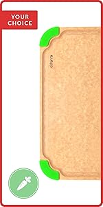 Elihome Premium Series Color Code Wood Fiber Dishwasher Safe Cutting board for Kitchen, Food Icon, Juice Grooves, Non-Porous, Non-slip Feet,Made in USA, X-Large 19 x 14 x 1/4