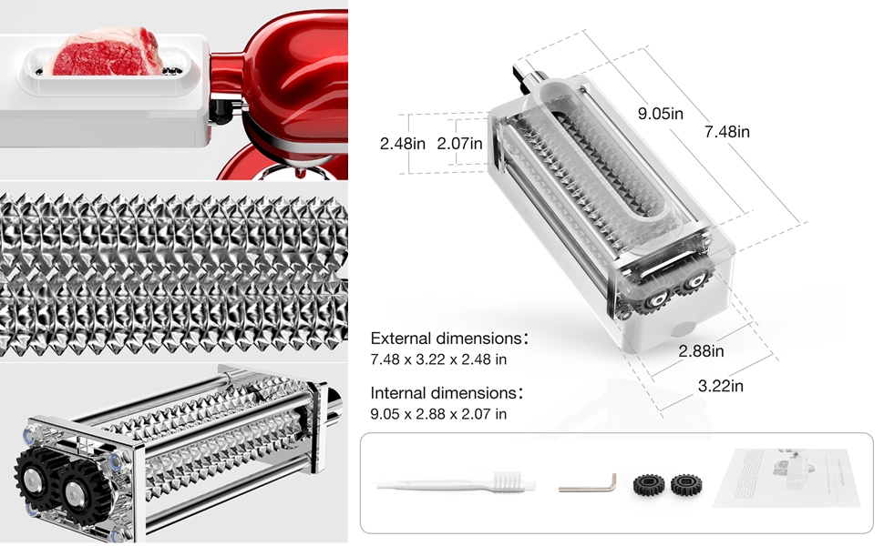 Electric Meat Tenderizer for All KitchenAid and Cuisinart Household Stand Mixers, Mixers Accesssories for Kitchen Aid Attachment, Tenderize Meat More Smoothly and Effortless, Dishwasher Safe, White