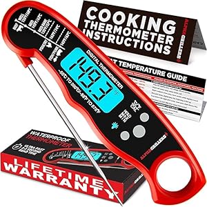 Alpha Grillers Instant Read Meat Thermometer for Cooking Grill and BBQ Griddle with Professional Digital Thermometer for Cooking