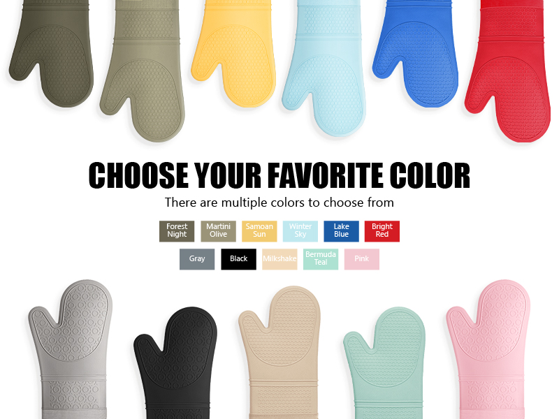 Rorecay Oven Mitts and Pot Holders Sets 6pcs, Extra Long Kitchen Silicone Oven Gloves High Heat Resistant 500 Degrees Non-Slip Potholders Hot Pads for Baking Cooking, Milkshake