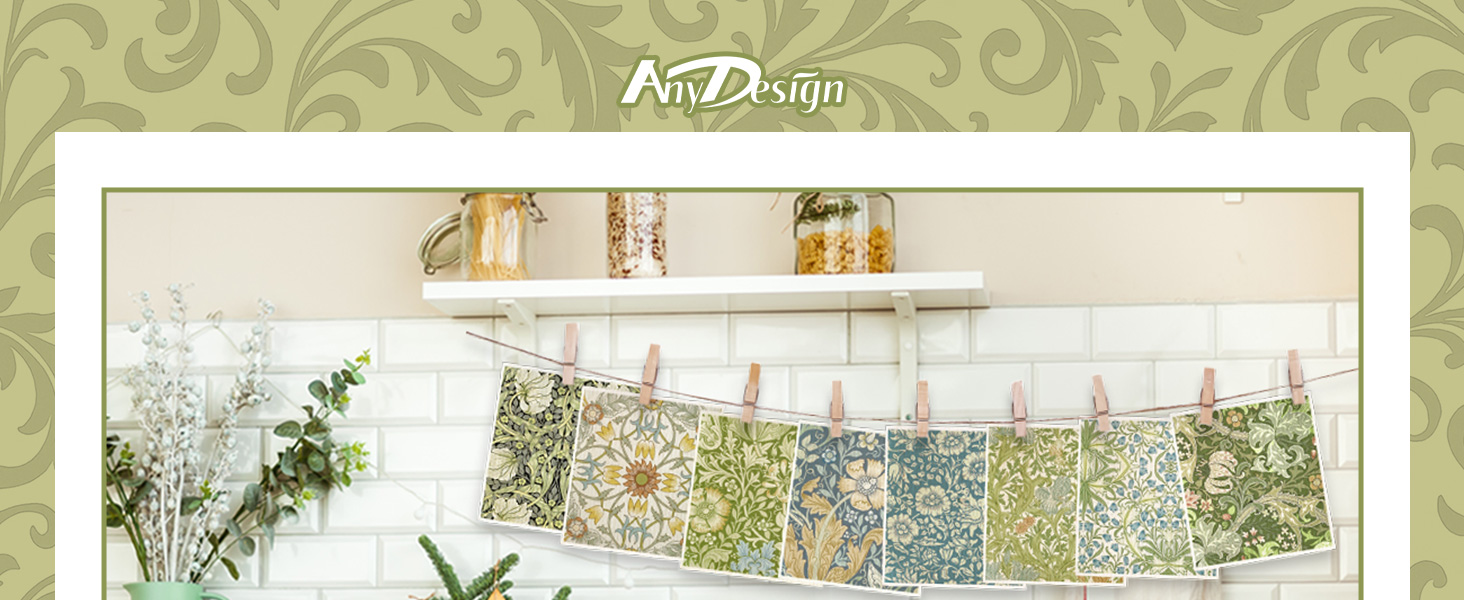 8 Packs Vintage Floral Swedish Dishcloths Blue Green Flower Kitchen Dish Towel Reusable Washable Cotton Kitchen Towels for Home Party Cleaning Housewarming, 7 x 8 Inch