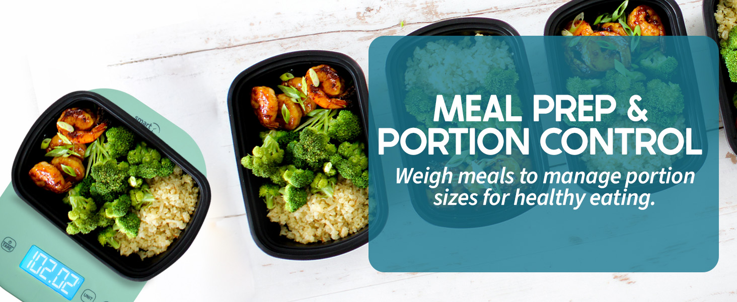 Smart Weigh Mint Green Digital Kitchen Scale for Cooking, Weight Loss, Calorie Tracking, Baking, Food Portion Control, and Meal Prep - Accurate Measurements in Grams and Ounces