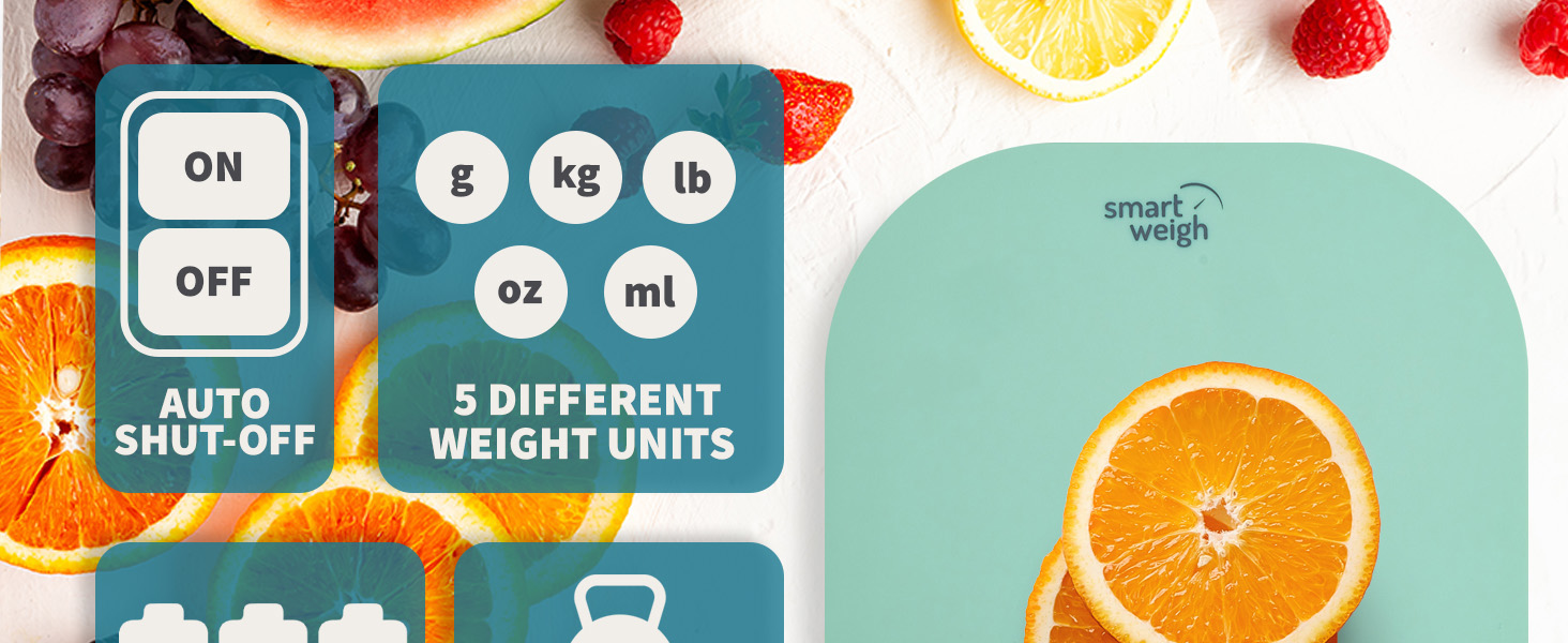Smart Weigh Mint Green Digital Kitchen Scale for Cooking, Weight Loss, Calorie Tracking, Baking, Food Portion Control, and Meal Prep - Accurate Measurements in Grams and Ounces