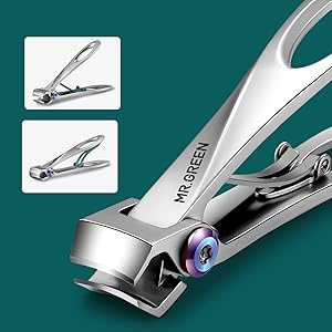 MR.GREEN Nail Clippers Wide Jaw Opening Stainless Steel Fingernail Clipper Thick Hard Toenail Cutter Manicure Scissors Tools (Nail Clipper (Large))