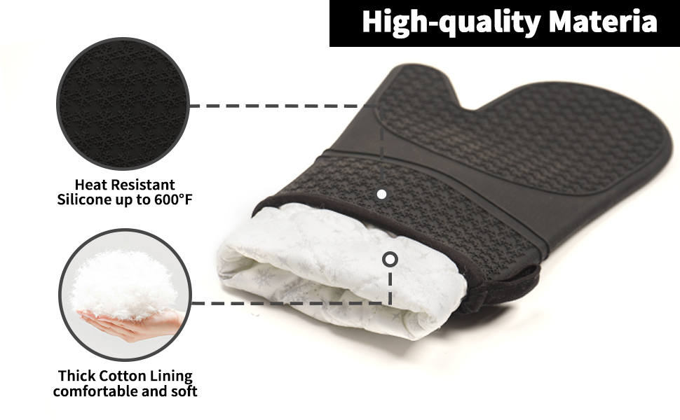 Hovico Silicone Oven Mitts, Heat Resistant 500F Kitchen Mitts 2PCS, 11.6