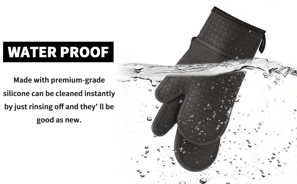 Hovico Silicone Oven Mitts, Heat Resistant 500F Kitchen Mitts 2PCS, 11.6